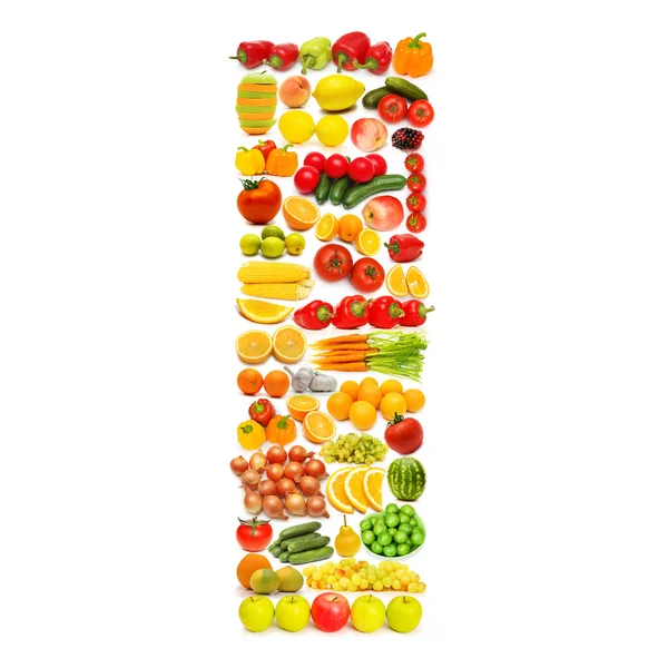 Alfabeto hecho de muchas frutas y verduras —  Fotos de Stock