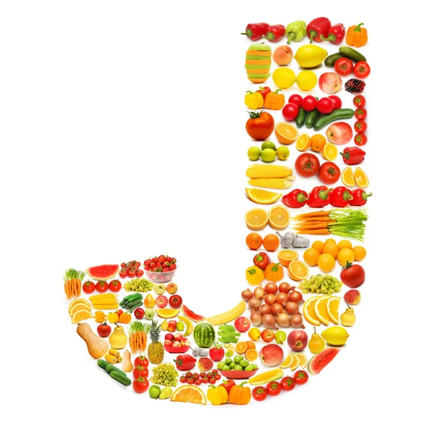 Abeceda z mnoha ovoce a zeleniny — Stock fotografie