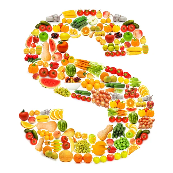 多くのフルーツと野菜のアルファベット — ストック写真
