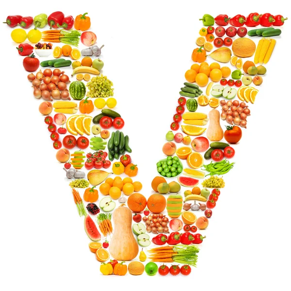 Alphabet composé de nombreux fruits et légumes — Photo