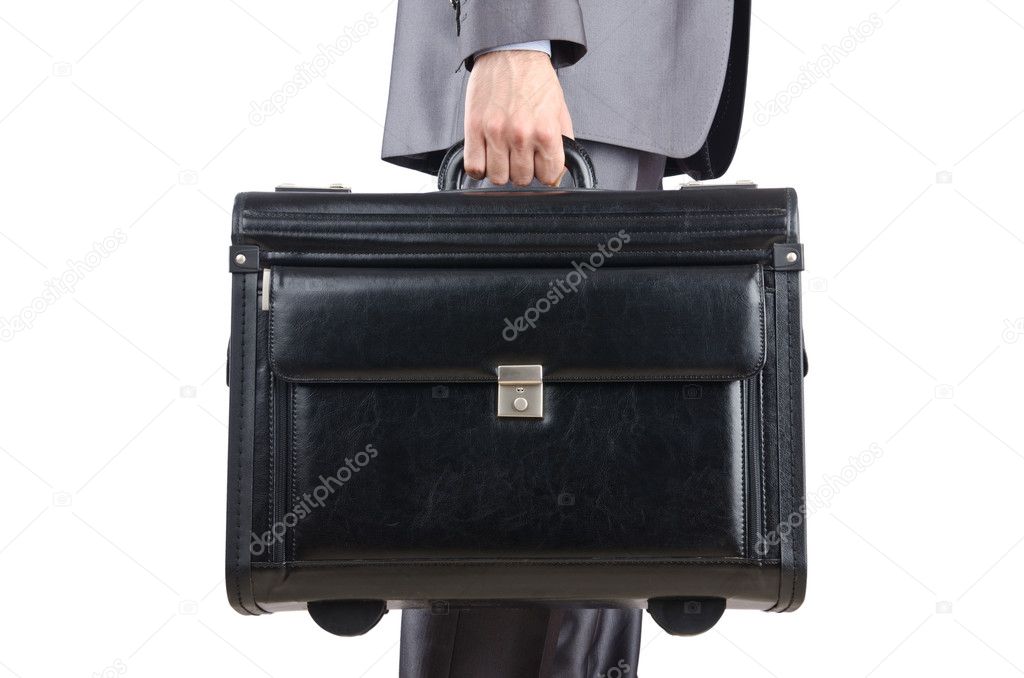 Businessman with suitcase travelling