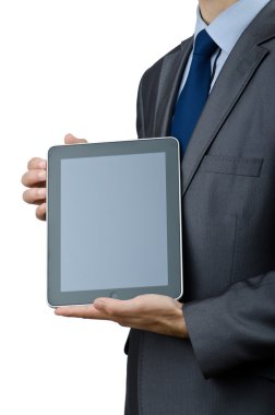 Tablet Bilgisayar üzerinde çalışan İşadamı