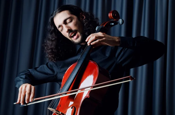 Cello player during performance — Stock Photo, Image