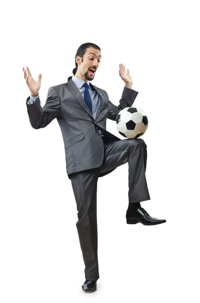 商人，在白色的足球概念 — 图库照片