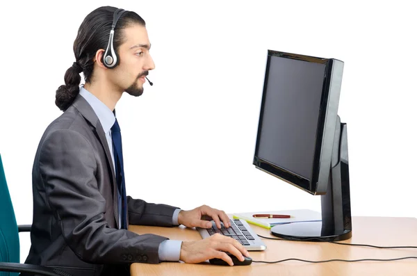 Trabalhador de call center em branco — Fotografia de Stock