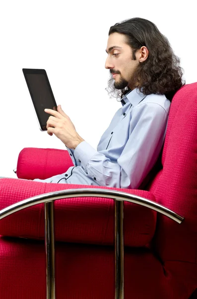 Estudante trabalhando no computador tablet — Fotografia de Stock
