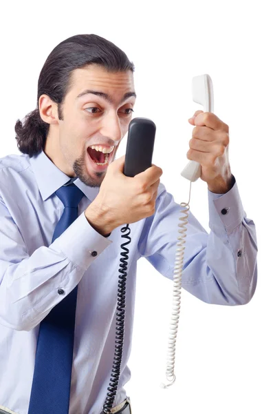 Злой бизнесмен по телефону — стоковое фото