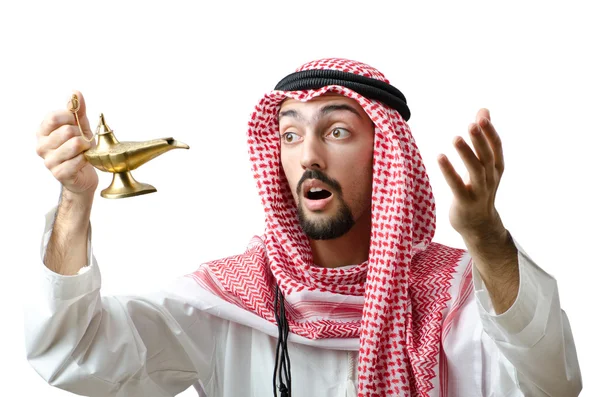 Jonge Arabische met lamp — Stockfoto