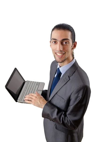 Üzletember dolgozik a laptopon — Stock Fotó
