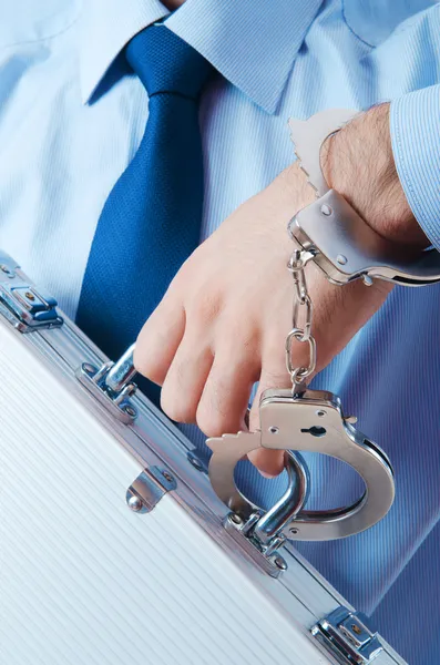 Businessman with handcuffs in concept — Stock Photo, Image