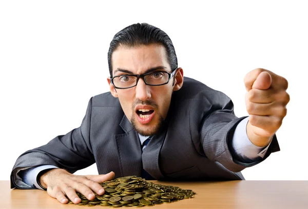 Businessman with golden coins — Stock Photo, Image