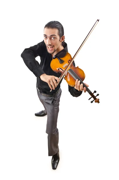 白で隔離されるバイオリン奏者 — ストック写真