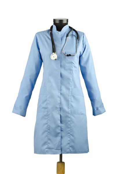 Tıbbi ceket ve beyaz izole stetoskop — Stok fotoğraf