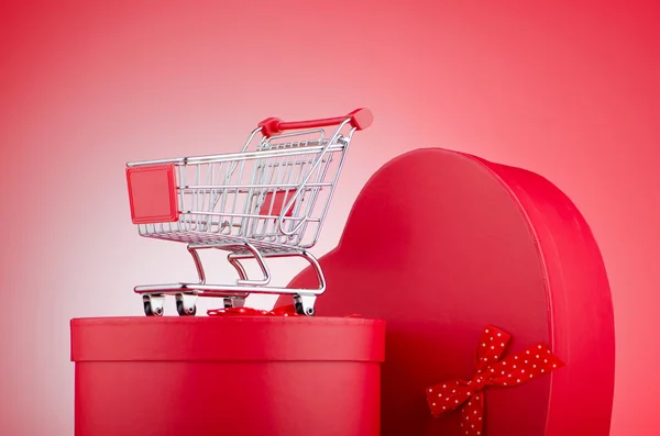 Christmas shopping concept with shopping cart — Stock Photo, Image
