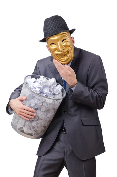 Spionagekonzept mit maskiertem Mann auf weißem Grund — Stockfoto