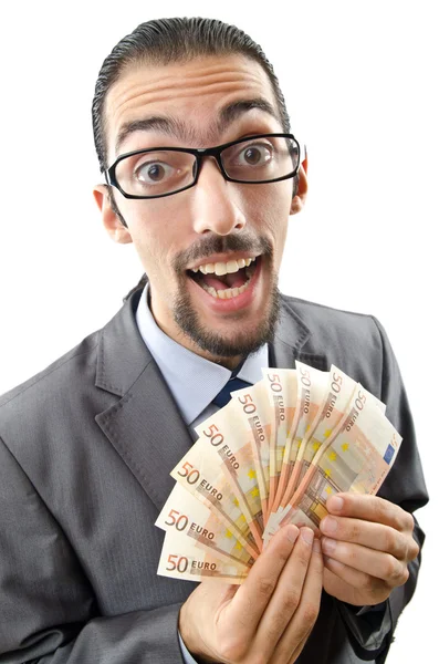 Man with money isolated on the white — Stock Photo, Image
