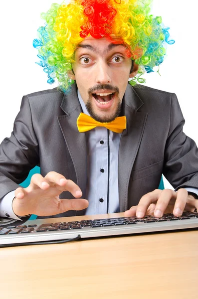 Clown affärsman isolerats på vita — Stockfoto