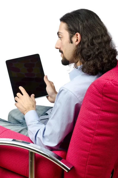 Student working on tablet computer — Stockfoto