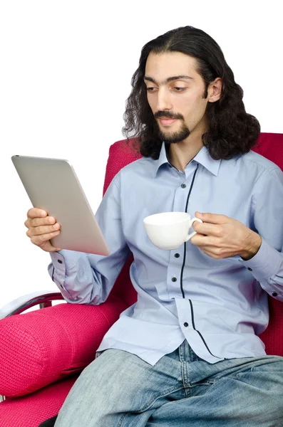 Student working on tablet computer — Stock Photo, Image