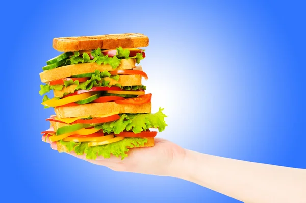 Obří sendvič proti barevných přechodů — Stock fotografie