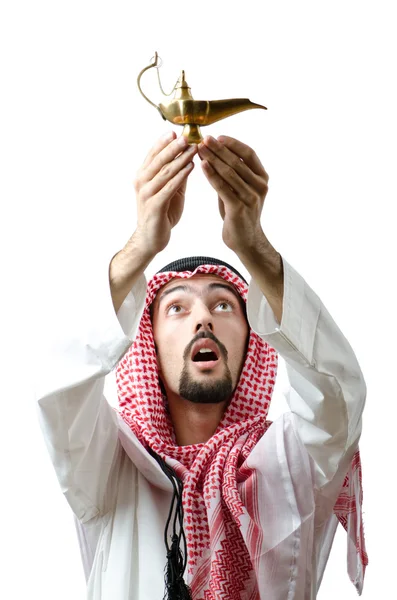 Junger Araber mit Lampe — Stockfoto