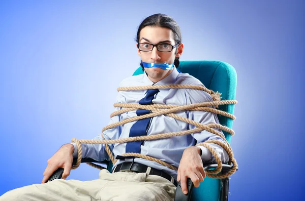 Joven hombre de negocios atado con cuerda —  Fotos de Stock