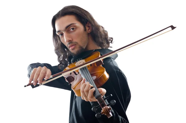 Violin spelare isolerad på vit — Stockfoto