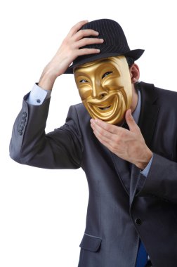 Businessman with mask concealing his identity clipart