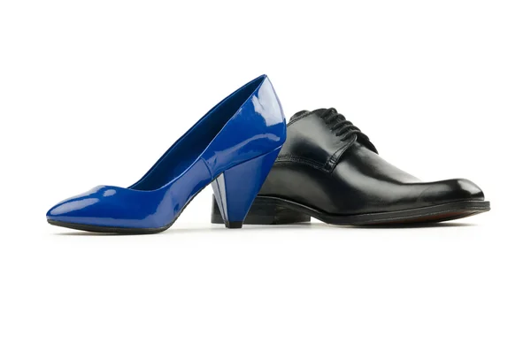 Manligt och kvinnligt skor på vit — Stockfoto