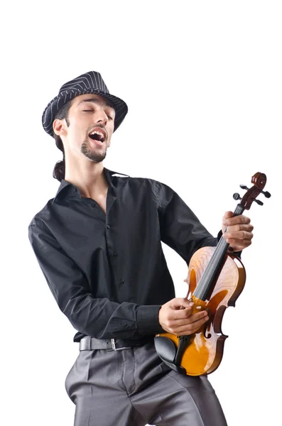 Violin spelare isolerad på vit — Stockfoto