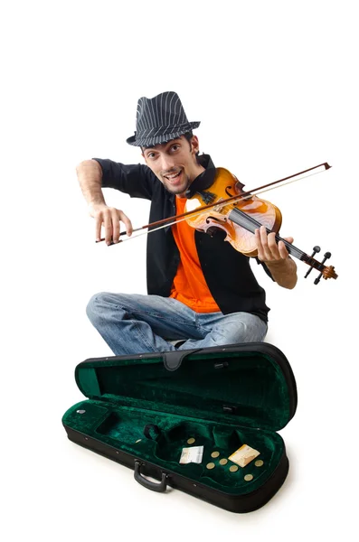Violinista aislado en blanco — Foto de Stock