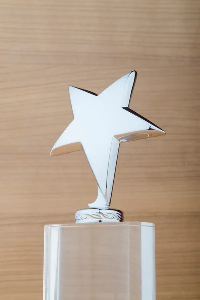 Premio estrella contra fondo de madera — Foto de Stock