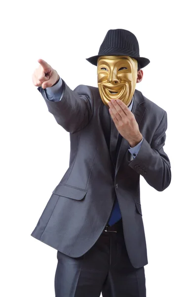 Geschäftsmann mit Maske, der seine Identität verschleiert — Stockfoto