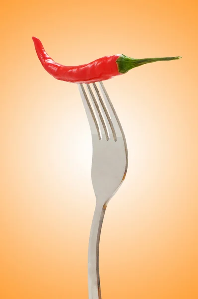 stock image Red pepper on the fork