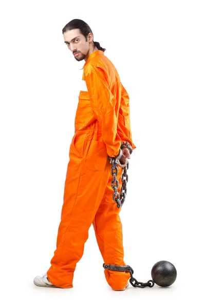 Suçlu hapishanede turuncu elbise içinde — Stok fotoğraf