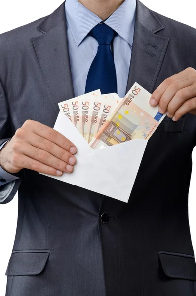 यूरो बैंकनोट के साथ आदमी — स्टॉक फ़ोटो, इमेज