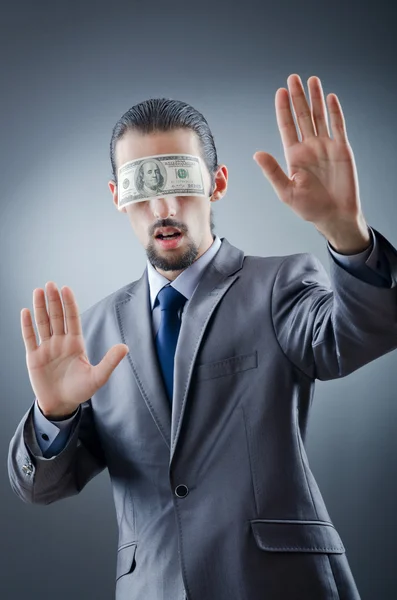Empresário cego de dinheiro — Fotografia de Stock