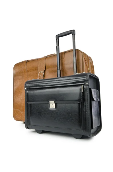 Concepto de viaje con maleta en blanco — Foto de Stock
