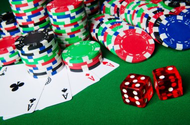 Many cards and casino chips clipart