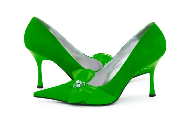 Chaussures Femme Vert sur fond blanc — Photo