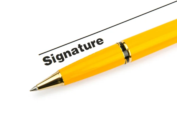 Penna och signatur isolerad på vit — Stockfoto