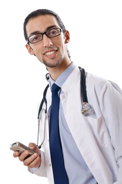 Médico masculino com estetoscópio isolado — Fotografia de Stock