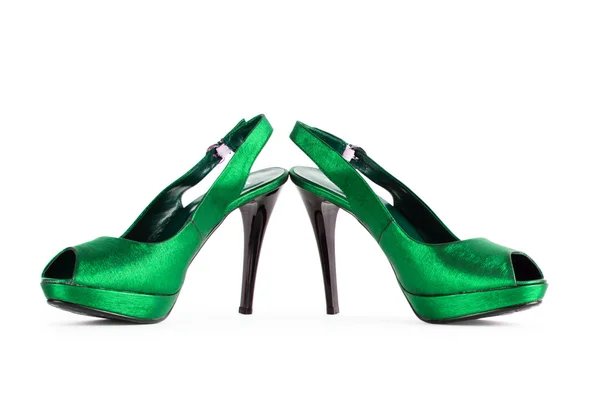 Zelená ženské boty v módní koncept — Stock fotografie