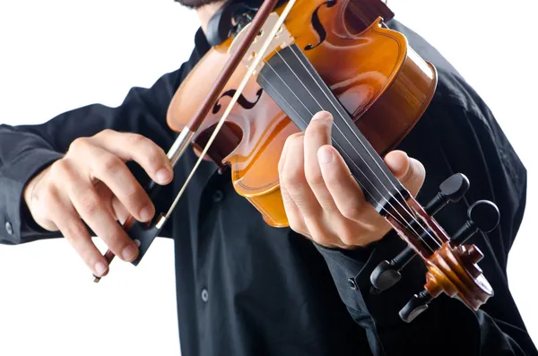 Violinista isolato su bianco — Foto Stock