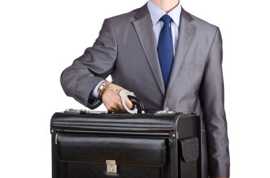 Man with briefcase and handcuffs clipart