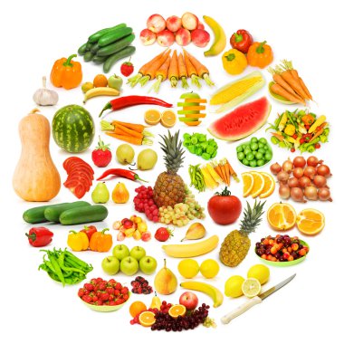 Circle with lots of food items clipart