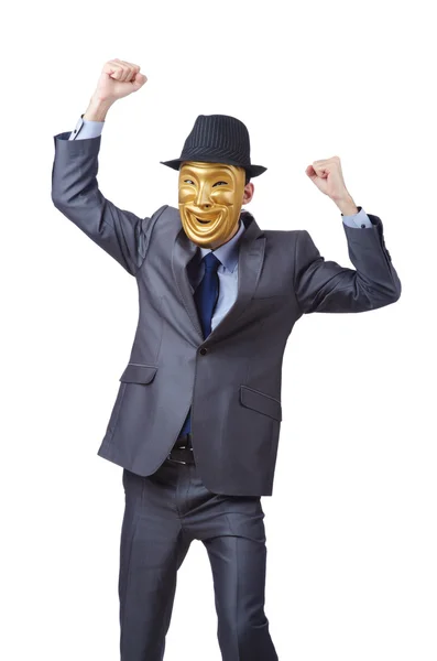 Empresário com máscara escondendo sua identidade — Fotografia de Stock