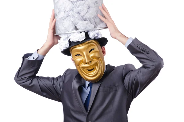Concept d'espionnage avec homme masqué sur blanc — Photo