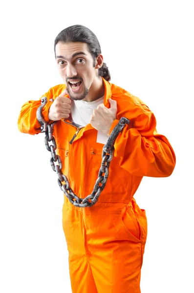 Criminoso condenado em fundo branco — Fotografia de Stock