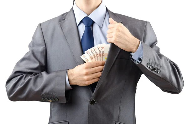 Man with money isolated on the white — Stock Photo, Image